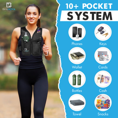 Lightweight running vest with multiple compartments – BlinkNOVA