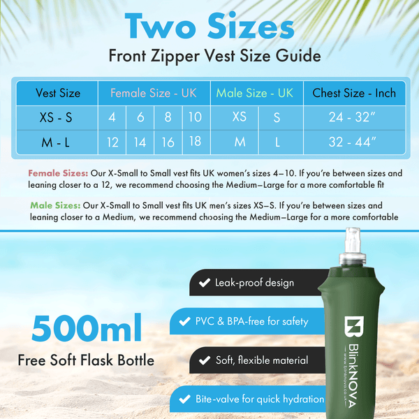 Running man with hydration vest size chart 