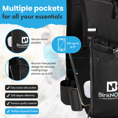 BlinkNOVA hydration running vest with multiple storage pockets
